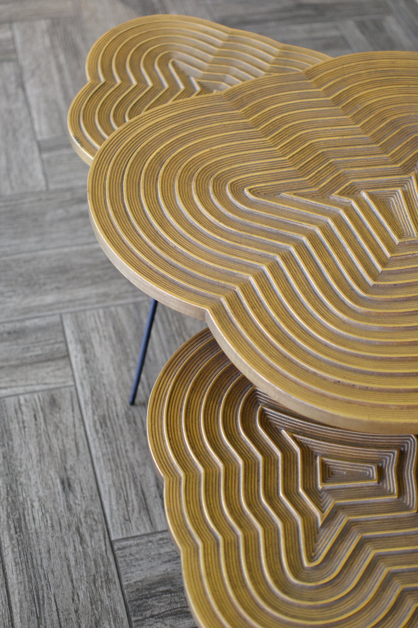 Gold with Black Metal Base Coffee Table