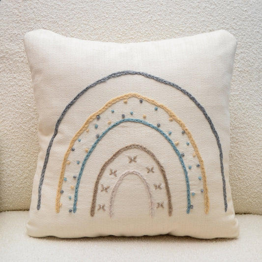 Embroidered Rainbow Cushion