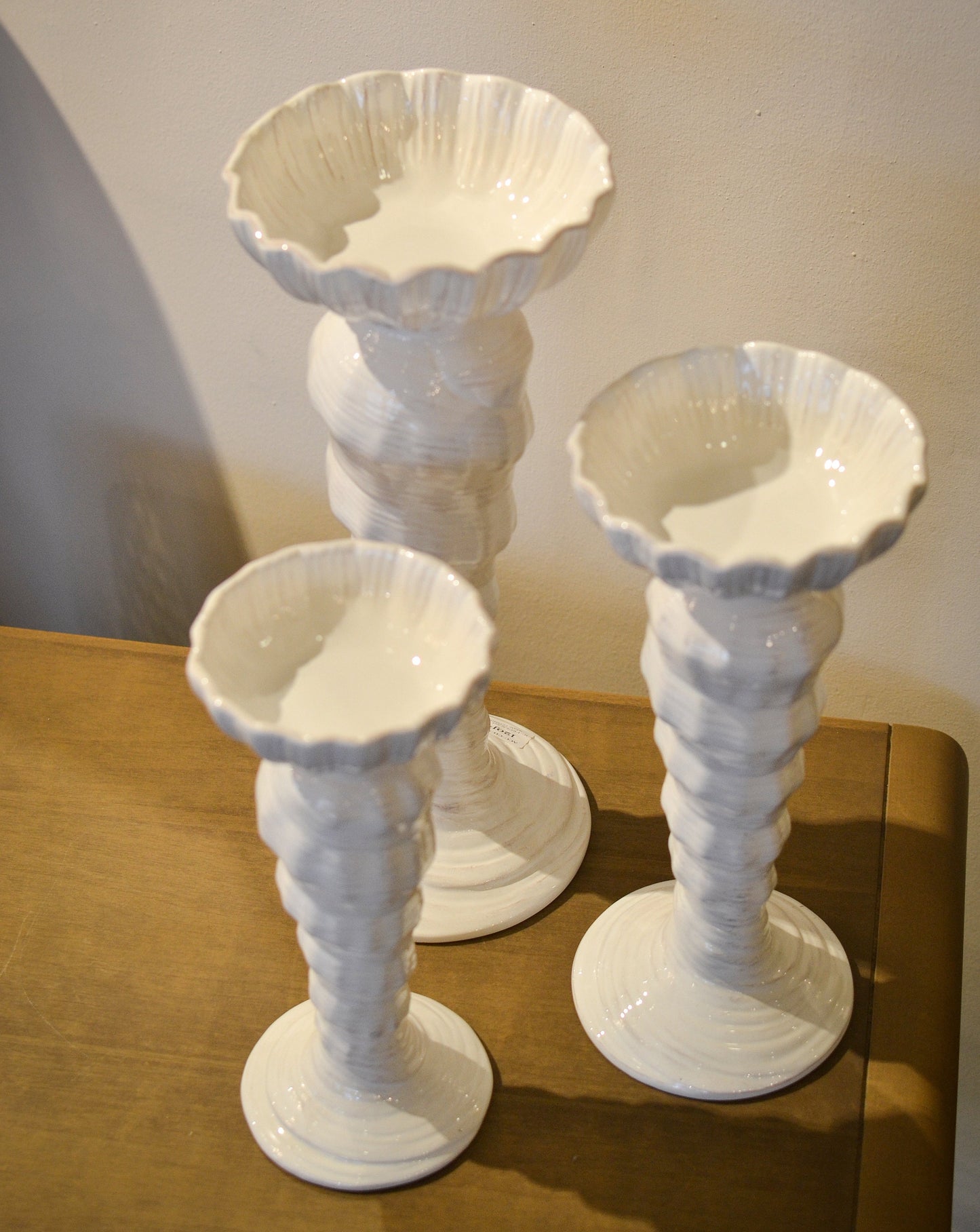 White Ceramic Candle Holders - Set of 3