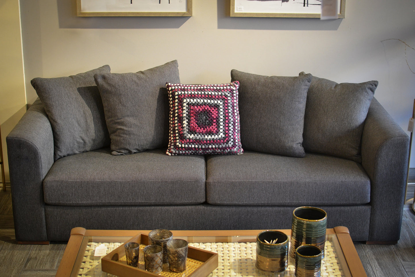 Upholstered 3-Seater Grey Sofa