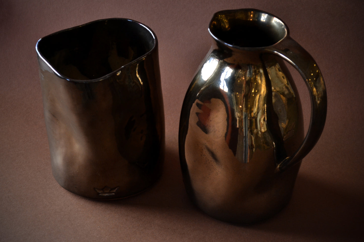 Rose Gold Mirrored Vase, Jug, & Cheese Board