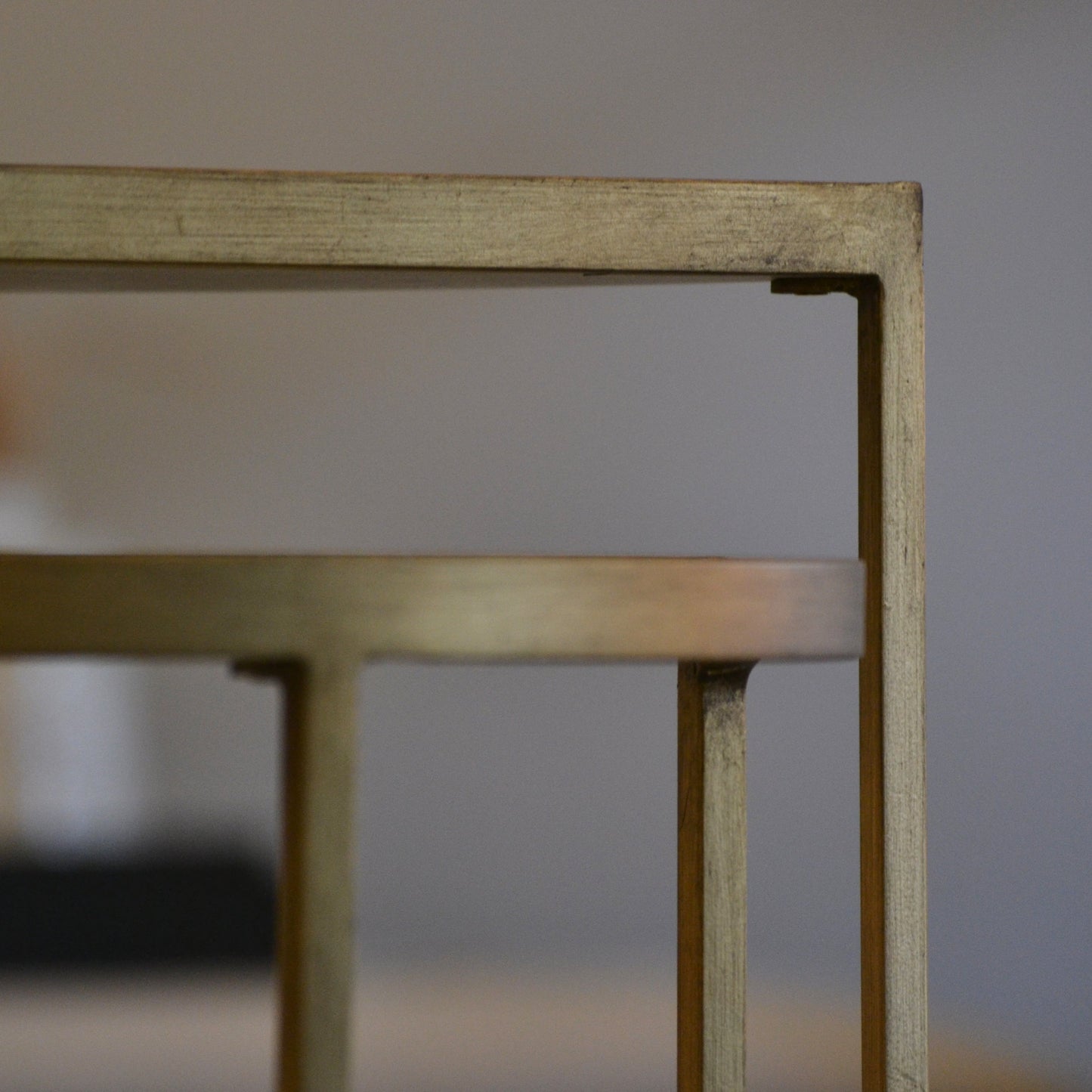 Marble Texture Quartz Top with Gold Base Nesting Tables