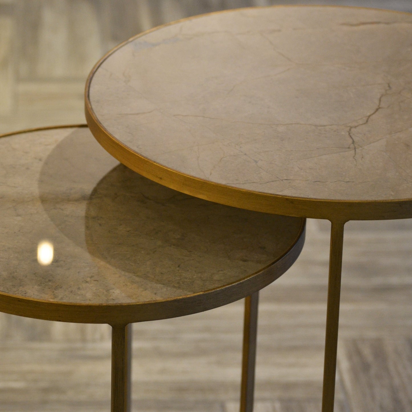 Marble Top with Gold Base Nesting Tables