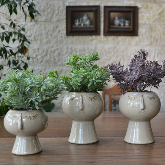 Round Beige Planters - 2 Sizes