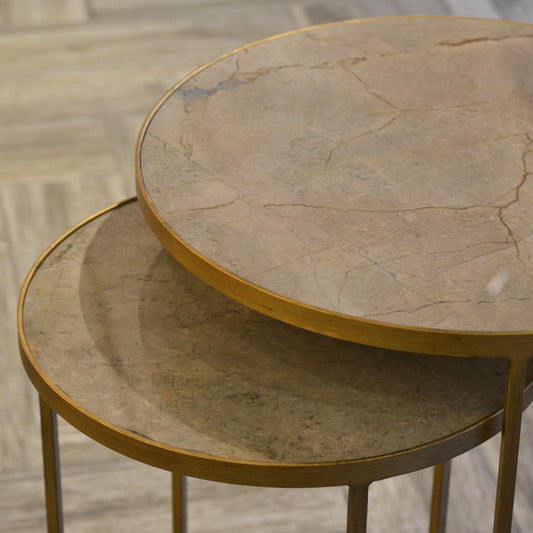 Marble Top with Gold Base Nesting Tables