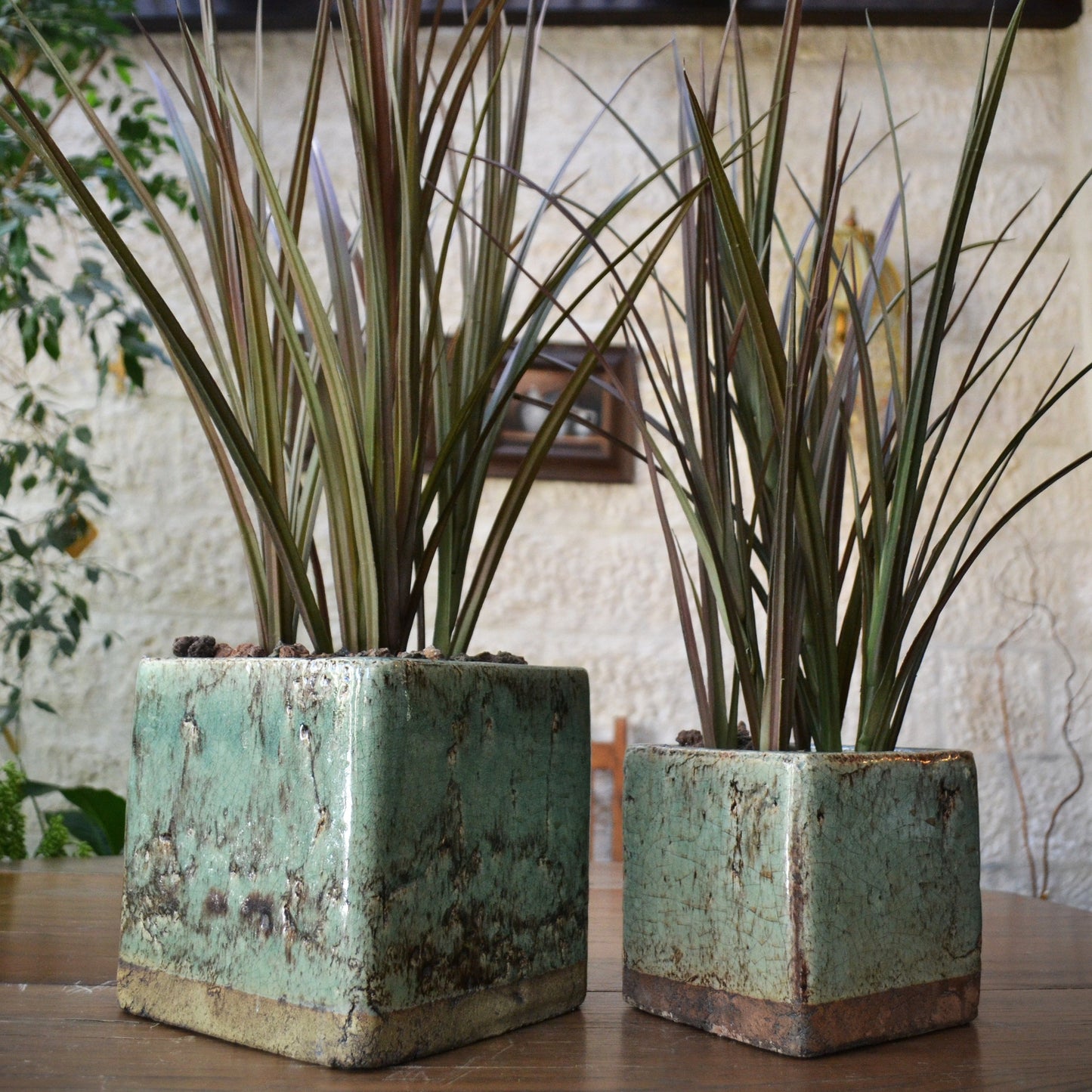 Grey and Brown Square Planters - 2 Sizes