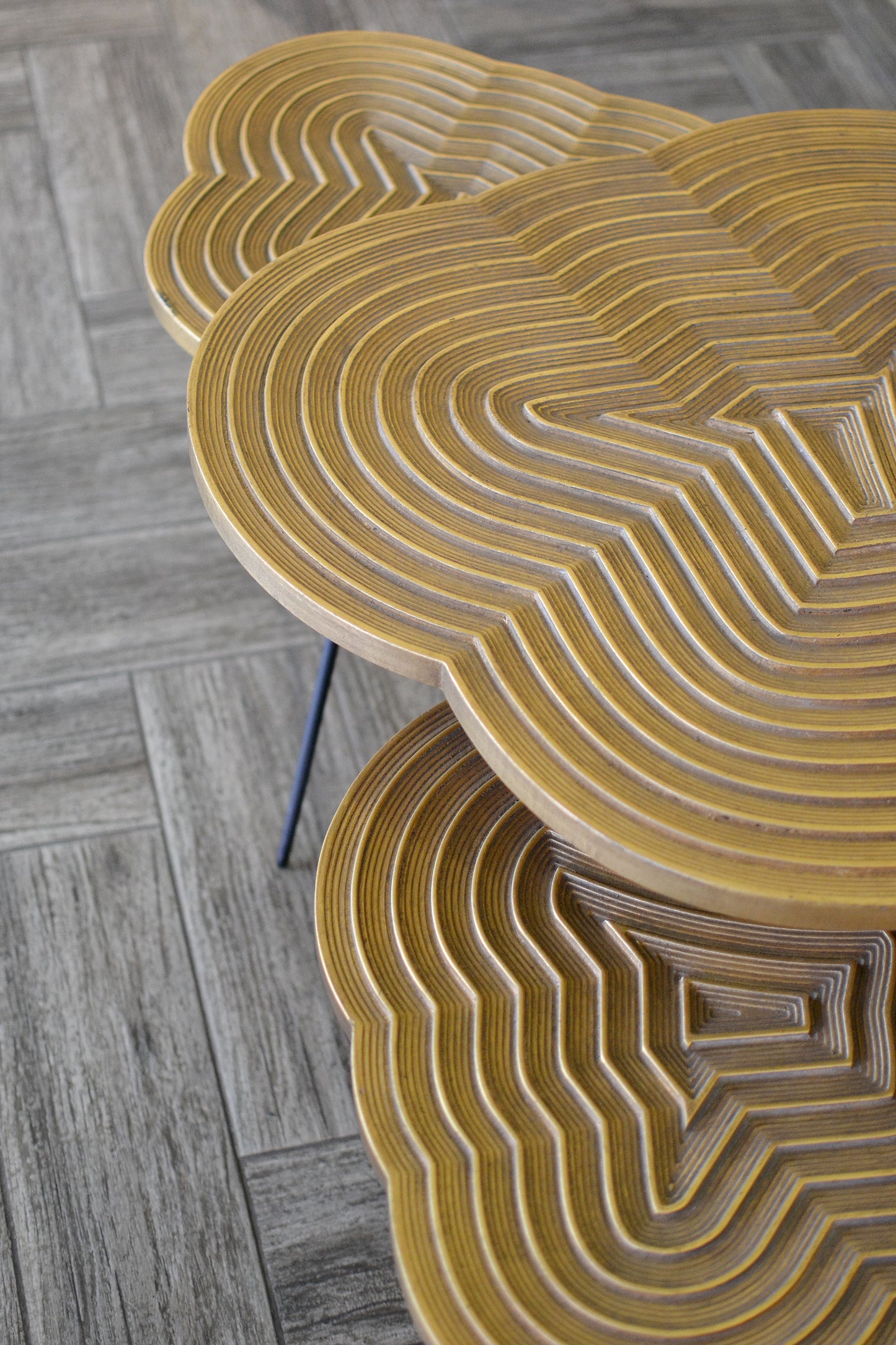 Gold with Black Metal Base Coffee Table