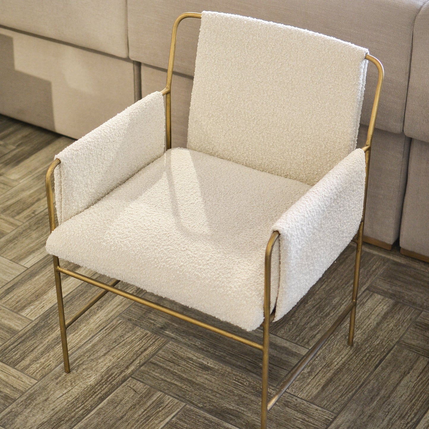 Metal & Boucle Accent Chair