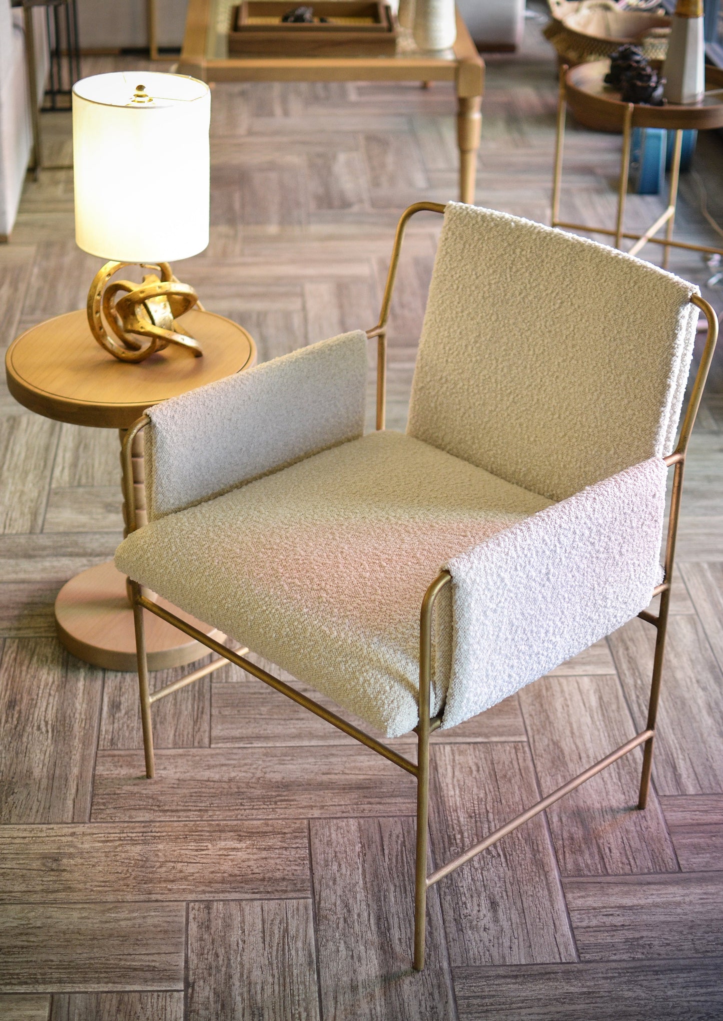 Metal & Boucle Accent Chair