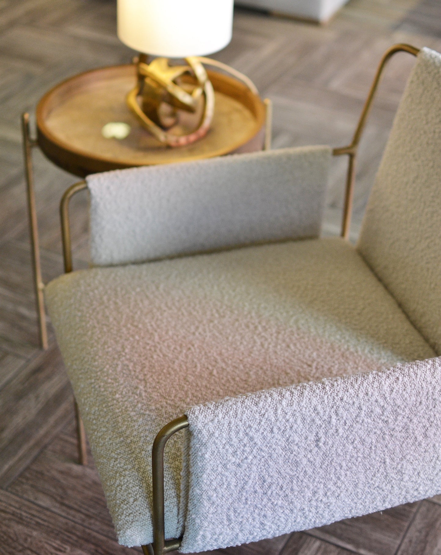 Metal & Boucle Accent Chair