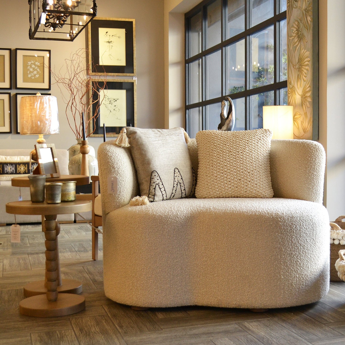 Boucle Kidney Shaped Accent Chair