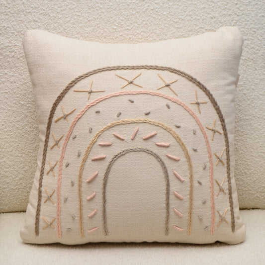 Embroidered Rainbow Cushion
