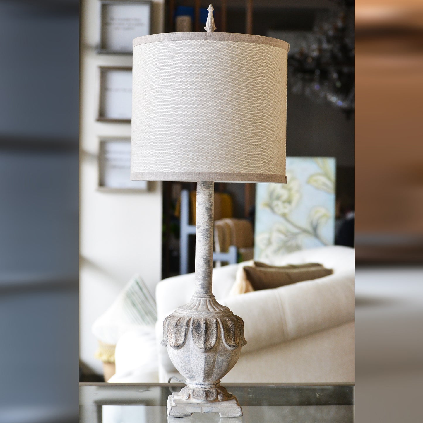 Grey Stone Base Table Lamp